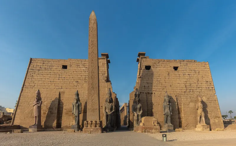 The entrance pylon of Luxor Temple with its obelisk