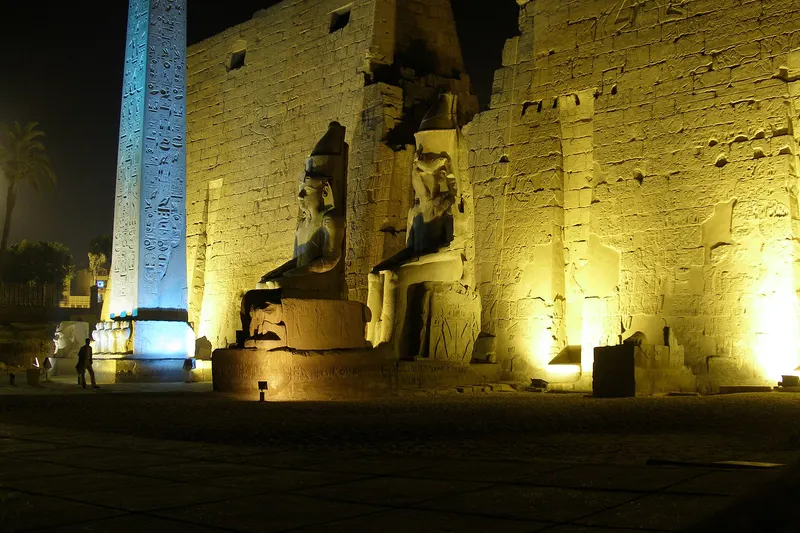 Luxor Temple lit up at night