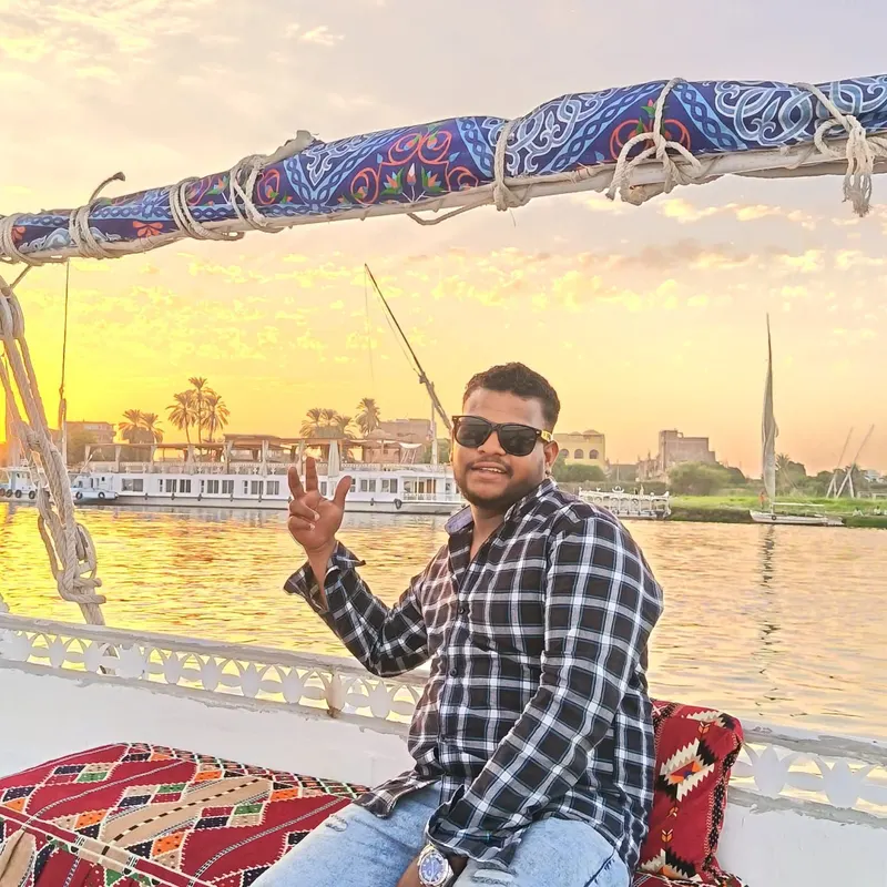 On a felucca at sunset