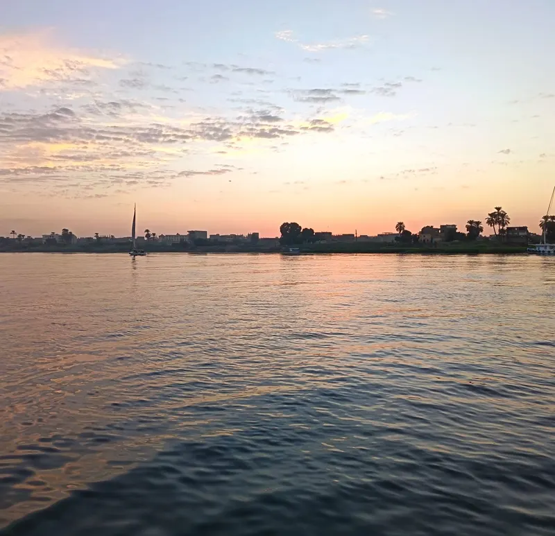 Sunset over the Nile seen from a boat